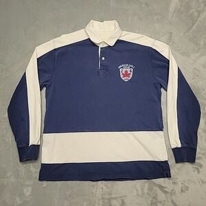 Vintage American Eagle Rugby Shirt Mens M Blue Vintage Tacoma Long Sleeve Polo